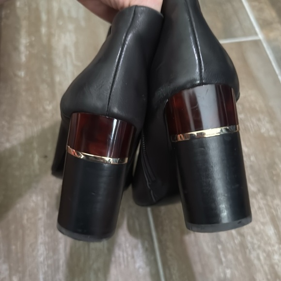 Antonio Melani Black Octavien Leather Preppy Detail On Heel Ankle Boots Size 6.5 - Picture 5 of 10